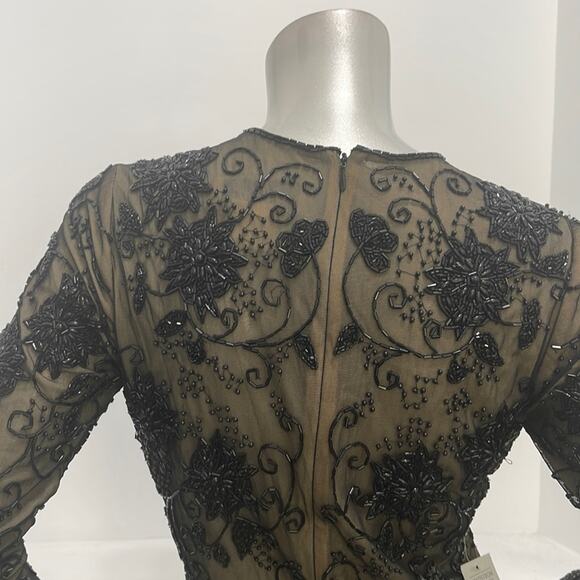 Bob Mackie Special Occasion Beaded Long Sleeve Bodysuit Black Size S - Picture 7 of 14